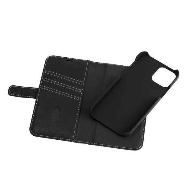 Essentials plånboksfodral i äkta läder med avtagbart skal till iPhone 12 och 12 Pro