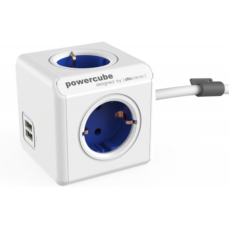 Grendosa - Powercube grenuttag med 4 uttag + 2 USB och 1.5 meter kabel