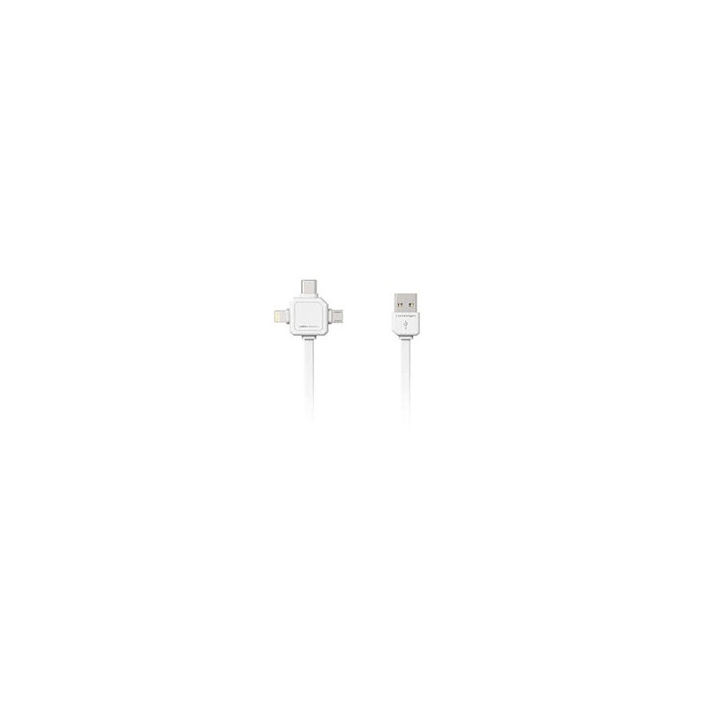 Laddare och kablar - Laddkabel 3-i-1 med USB-C, Lightning och microUSB