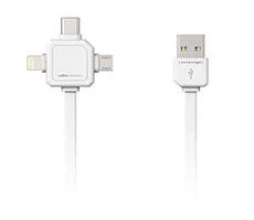 Laddkabel 3-i-1 med USB-C, Lightning och microUSB