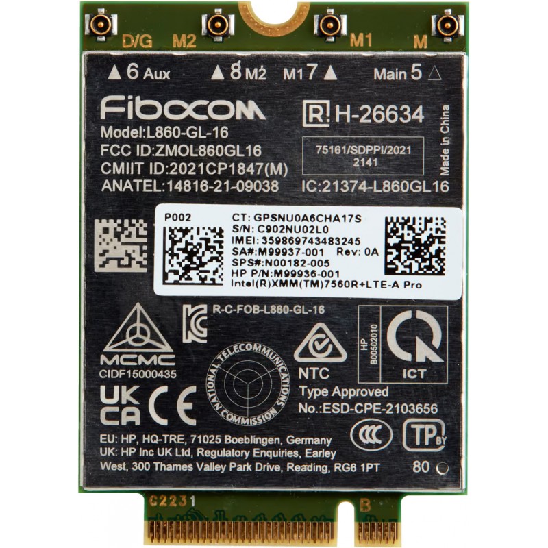Övriga komponenter - Intel XMM 7560 R+ LTE WWAN-kort (4G-modem) till HP EliteBook 640 G10, 650 G10, 830 G10, 840 G10, 860 G10 m.fl.