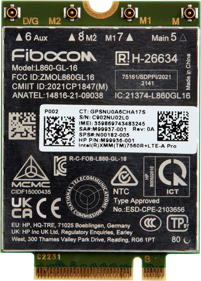 Intel XMM 7560 R+ LTE WWAN-kort (4G-modem) till HP EliteBook 640 G10, 650 G10, 830 G10, 840 G10, 860 G10 m.fl.
