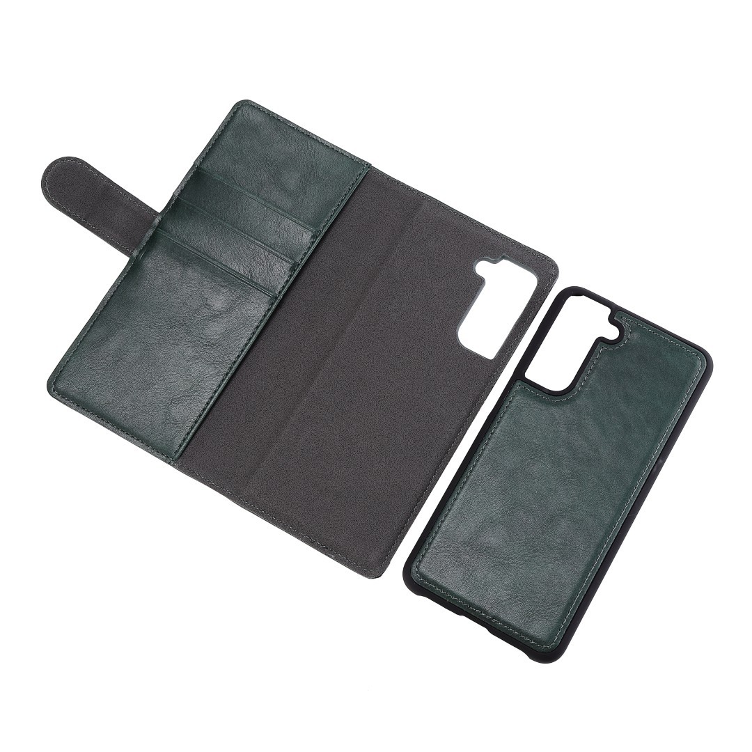 Aurdel Essentials Grönt Plånboksfodral till Samsung Galaxy S21 FE i veganläder