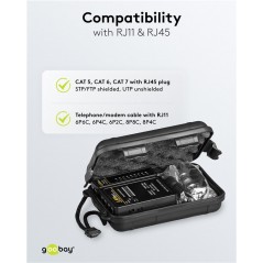 Nätverksbygge och felsökning - Goobay set för att testa nätverkskablar (RJ11, RJ45 och BNC koaxial)