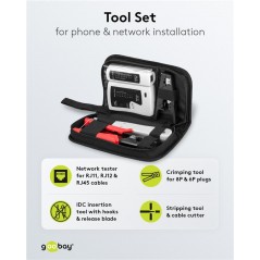 Goobay set för installation och test av nätverkskablar (RJ11, RJ12 och RJ45)