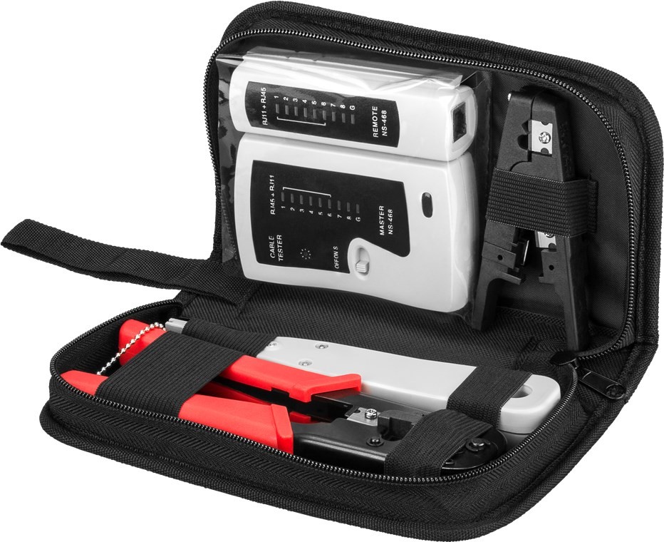 Goobay set för installation och test av nätverkskablar (RJ11, RJ12 och RJ45)