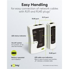 Nätverksbygge och felsökning - Goobay set för installation och test av nätverkskablar (RJ11, RJ12 och RJ45)