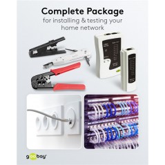 Nätverksbygge och felsökning - Goobay set för installation och test av nätverkskablar (RJ11, RJ12 och RJ45)