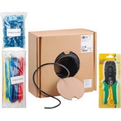 Goobay set med RJ45-kontakter, verktyg och 100m Cat6 nätverkskabel för utomhusbruk