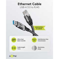Nätverkskabel - Goobay USB 3.0 till Ethernet LAN-kabel som tar bort behovet av ett nätverkskort