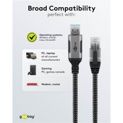 Nätverkskabel - Goobay USB 3.0 till Ethernet LAN-kabel som tar bort behovet av ett nätverkskort