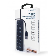 USB-kablar & USB-hubb - Gembird USB 3.0 USB-hubb med 7x USB 3.0