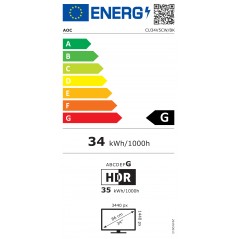 25 - 34" Datorskärm - AOC CU34V5CW 34" 3440:1440 Välvd ultrabred skärm med USB-C PD 65W, högtalare & webcam