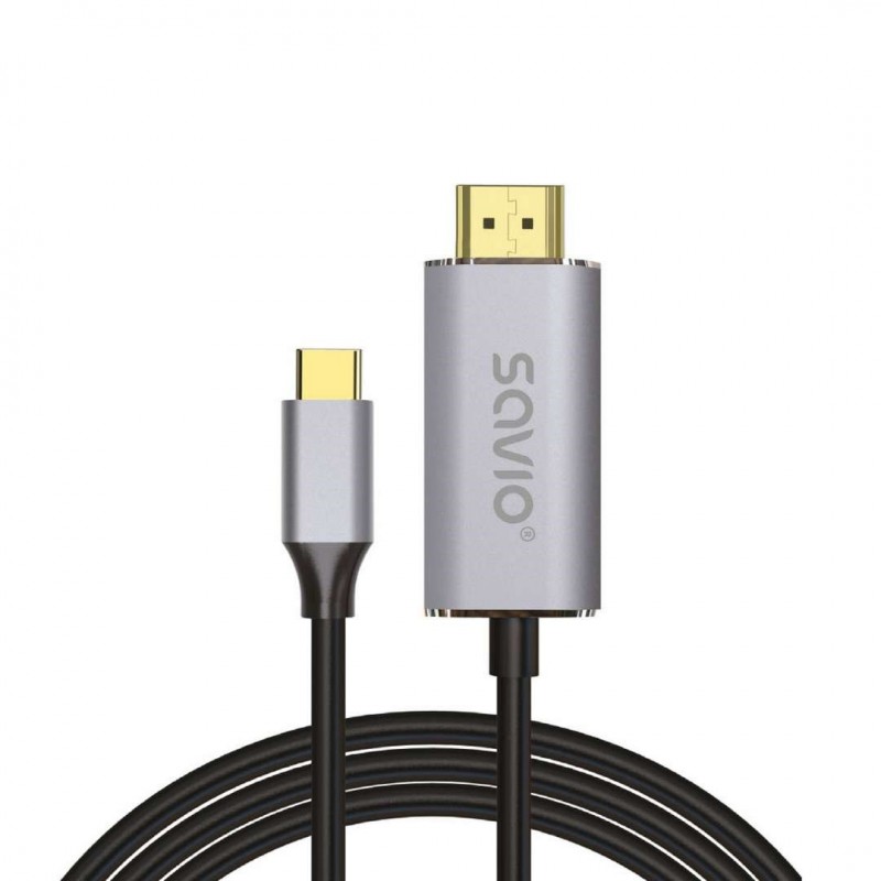 Skärmkabel & skärmadapter - Savio USB-C till HDMI-kabel 2m med stöd för 4K i 60 Hz