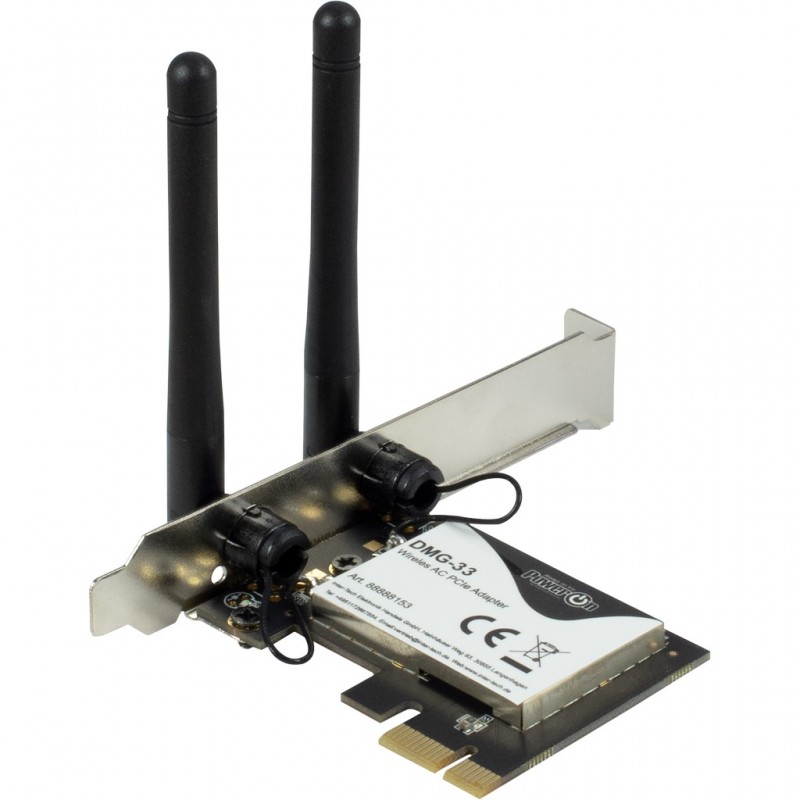 Trådlösa nätverkskort - Inter-Tech DMG-33 trådlöst PCIe WiFi 5 dual band nätverkskort 1300 Mbit/s