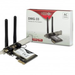 Inter-Tech DMG-33 trådlöst PCIe WiFi 5 dual band nätverkskort 1300 Mbit/s