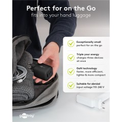 Laddare och kablar - Snabbladdande kompakt GaN strömadapter med USB-A och 2x USB-C PD 65W svart/vit