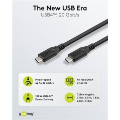 USB-C kabel - Goobay USB-C-kabel USB4 Thunderbolt 3 100W PD 20Gbit/s (4K) i flera längder