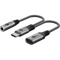 Övriga tillbehör - Goobay USB-C till USB-C och 3.5mm ljud-adapter