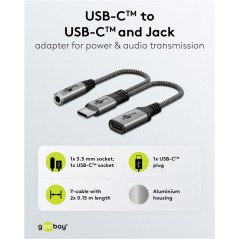 Övriga tillbehör - Goobay USB-C till USB-C och 3.5mm ljud-adapter