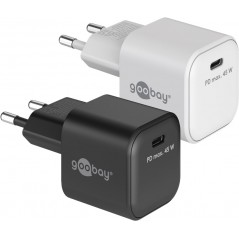 Snabbladdande kompakt GaN strömadapter med USB-C PD 45W svart/vit -...