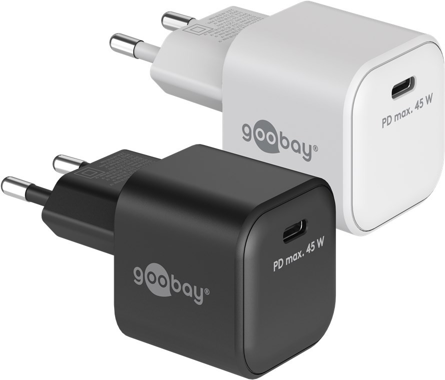 Snabbladdande kompakt GaN strömadapter med USB-C PD 45W svart/vit (Vit)