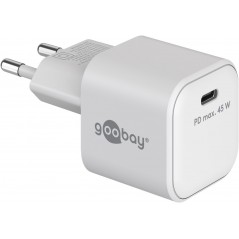 Laddare och kablar - Snabbladdande kompakt GaN strömadapter med USB-C PD 45W svart/vit