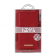 iPhone XR - Onsala Saffiano 2-i-1 magnetiskt plånboksfodral till iPhone XR (rött)