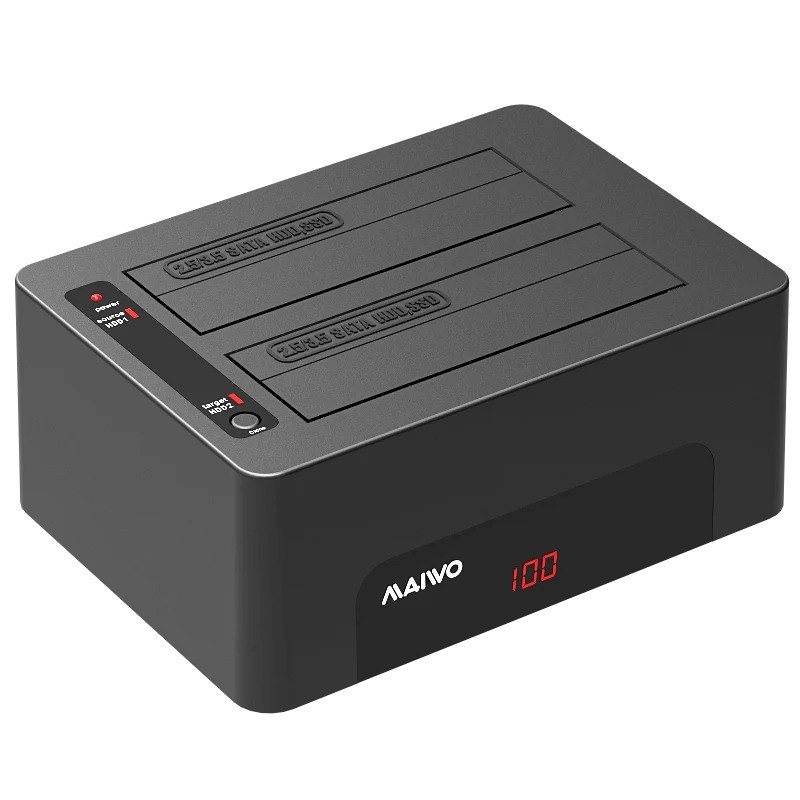 Dockningsstation för hårddisk - Maiwo USB 3.1-dockningsstation för två 2.5"/3.5" SATA-hårddiskar med stöd för kloning