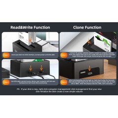Maiwo USB 3.1-dockningsstation för två 2.5"/3.5" SATA-hårddiskar med stöd för kloning