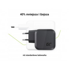 GreenCell AC-adapter väggladdare GaN 65W med 2 USB-C och 1 USB Black