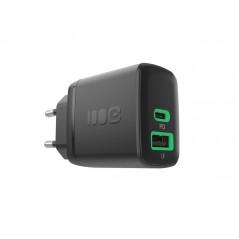 Väggladdare mobiltelefon - GreenCell snabbladdande USB-C och USB-A strömadapter 30W