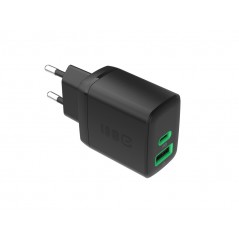 Väggladdare mobiltelefon - GreenCell snabbladdande USB-C och USB-A strömadapter 30W