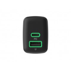 Väggladdare mobiltelefon - GreenCell snabbladdande USB-C och USB-A strömadapter 30W