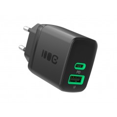 Väggladdare mobiltelefon - GreenCell snabbladdande USB-C och USB-A strömadapter 30W