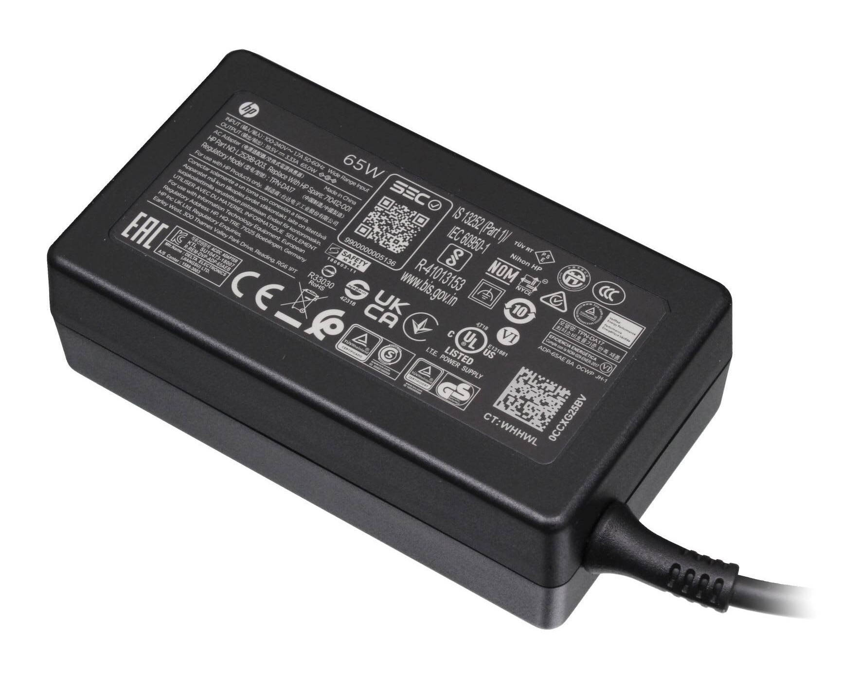 HP original datorladdare 65 Watt BlueTip 4.5x3.0mm med strömkabel