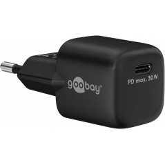 Snabbladdande kompakt GaN strömadapter med USB-C PD 30W svart