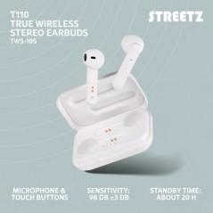 Trådlösa hörlurar - Streetz True Wireless Headset Semi-In-ear