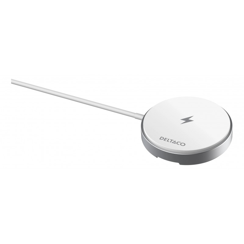 Trådlös laddare mobiltelefon - Deltaco trådlös Qi/Qi2-laddare med magnet för iPhone 13-16 (15W snabbladdning)