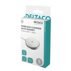 Trådlös laddare mobiltelefon - Deltaco trådlös Qi/Qi2-laddare med magnet för iPhone 13-16 (15W snabbladdning)