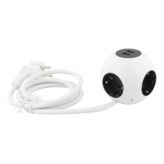 Grendosa - Klotformat grenuttag med 4 uttag + 2 USB och 1.4 meter kabel