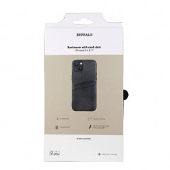 Fodral och skal - Buffalo mobilskal med två kortfack till iPhone 13 och iPhone 14 (svart)