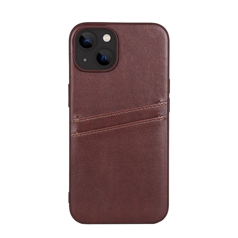 Fodral och skal - Buffalo mobilskal med två kortfack till iPhone 13 och iPhone 14 (brunt)