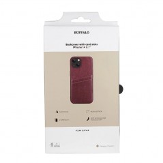 Fodral och skal - Buffalo mobilskal med två kortfack till iPhone 13 och iPhone 14 (brunt)