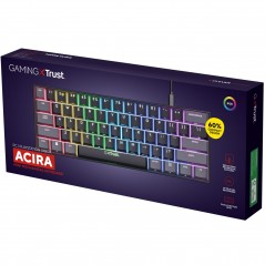 Bakgrundsbelyst tangentbord gaming - Trust Acira superkompakt 60% mekaniskt gamingtangentbord med RGB-belysning