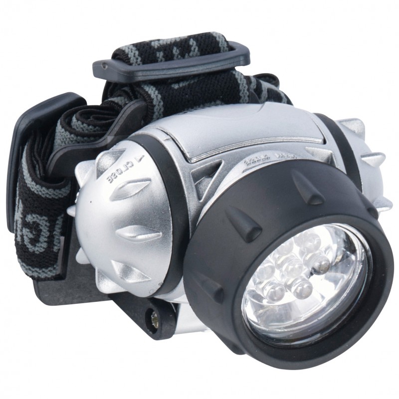 Ficklampa LED - Grundig vattentålig pannlampa med 7 lysdioder