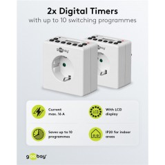 Paket med 2st Kompakt digital timer för eluttag