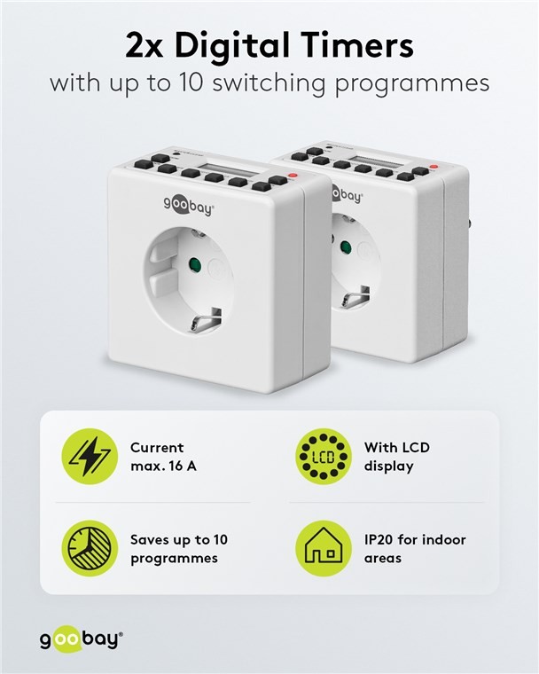 Elektriker Timer Paket med 2st Kompakt digital timer för eluttag - 55541 | Billigtek...