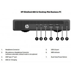 Stationär dator begagnad - HP EliteDesk 800 G2 Mini i5 (gen6) 32GB 240GB SSD Windows 10 Pro (beg med defekt USB-C)