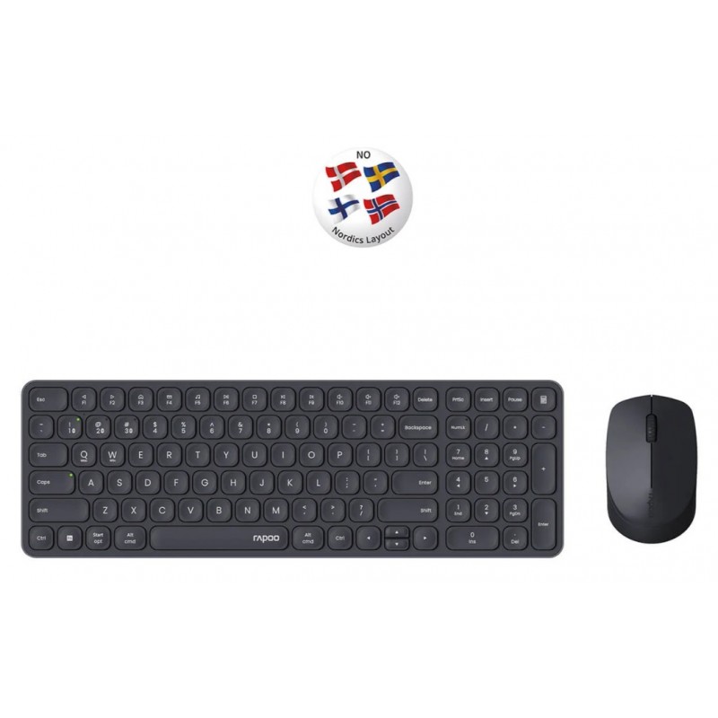 Trådlösa tangentbord - Rapoo 9310M ultratunt trådlöst tangentbord och mus med Multi-Mode (bluetooth + USB)